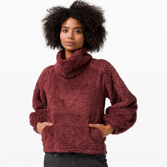 lululemon athletica Jackets & Blazers - LULULEMON Warm Restore Sherpa Pullover In Burgundy